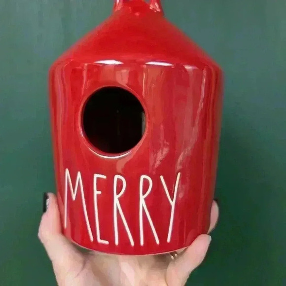 Rae Dunn red  merry Christmas birdhouse - Picture 3 of 5